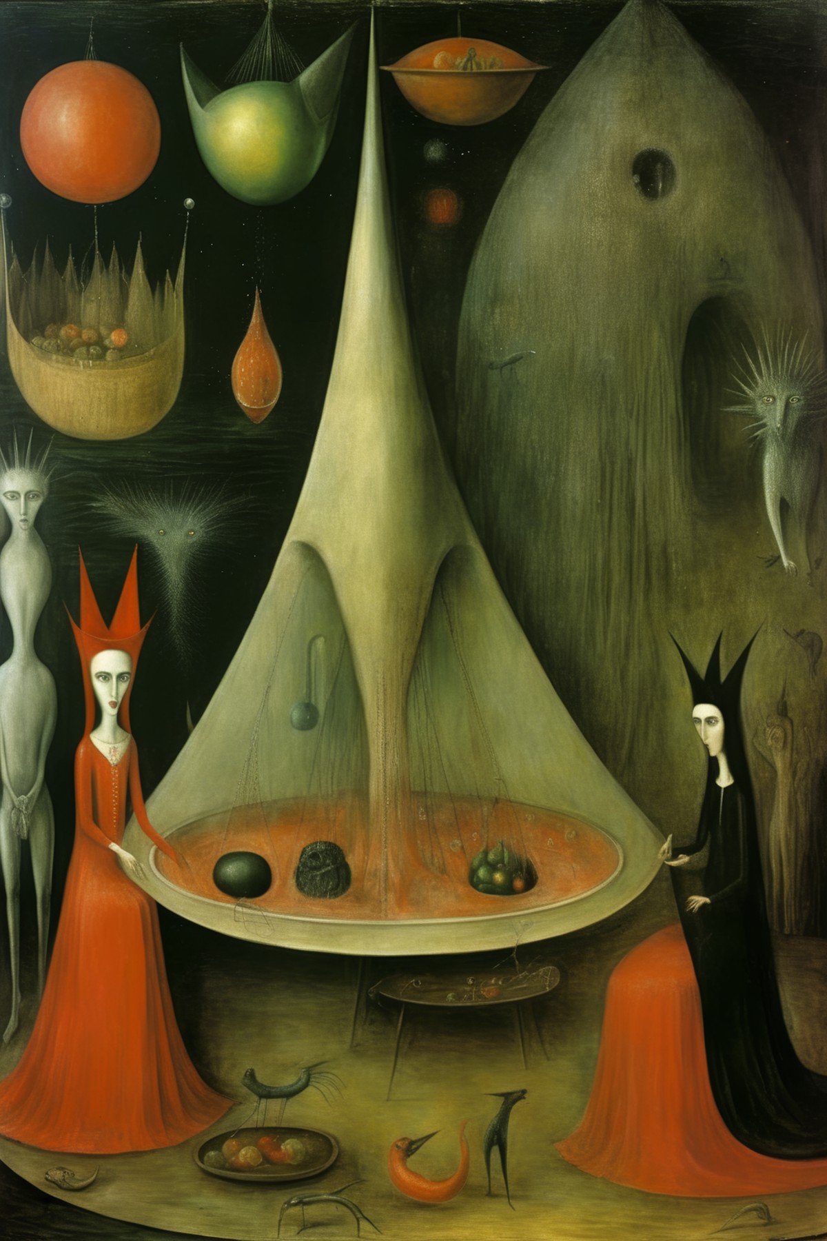 <lora:Leonora Carrington Style:1>Leonora Carrington Style - Leonora Carrington in the 1920s as a allegory of matherhood